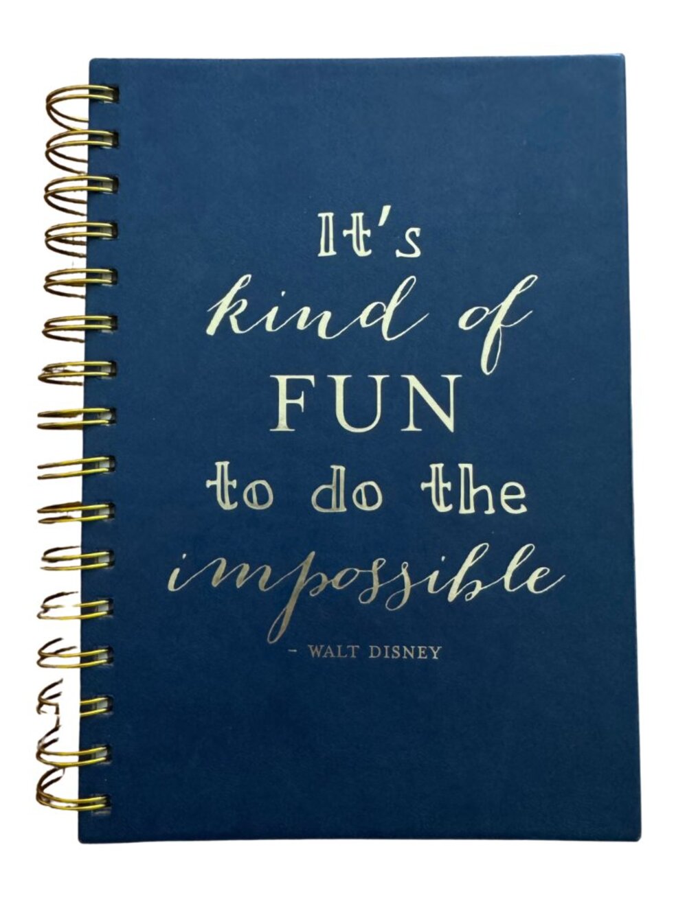 New Eccolo World Traveler Spiral Journal Walt Disney Quote Navy Blue Gold NEW